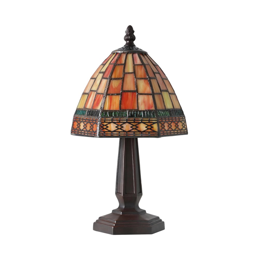 12" Brown Novelty Tiffany Lamp With Bell Shade — view 4