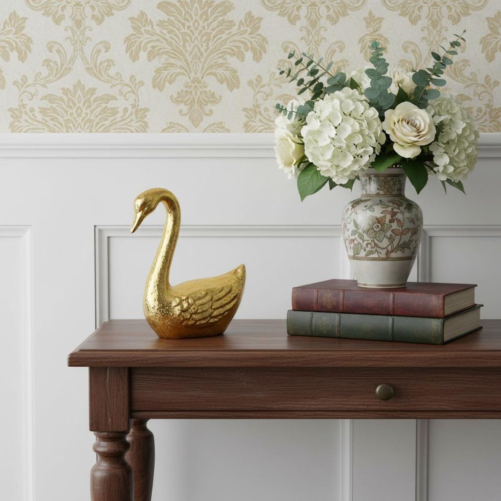 4" Gold Cast Iron Swan Hand Painted Figurine HomeRoots