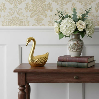 4" Gold Cast Iron Swan Hand Painted Figurine HomeRoots