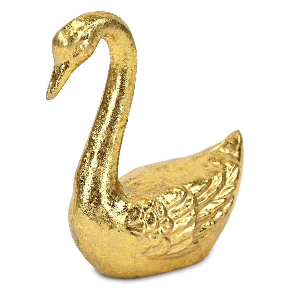 4" Gold Cast Iron Swan Hand Painted Figurine HomeRoots