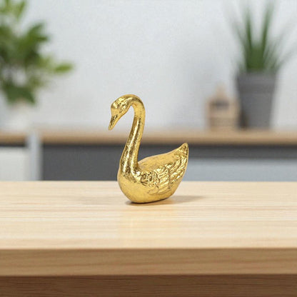4" Gold Cast Iron Swan Hand Painted Figurine HomeRoots