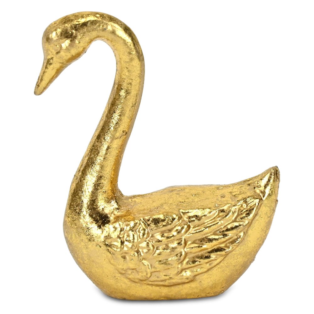 4" Gold Cast Iron Swan Hand Painted Figurine HomeRoots