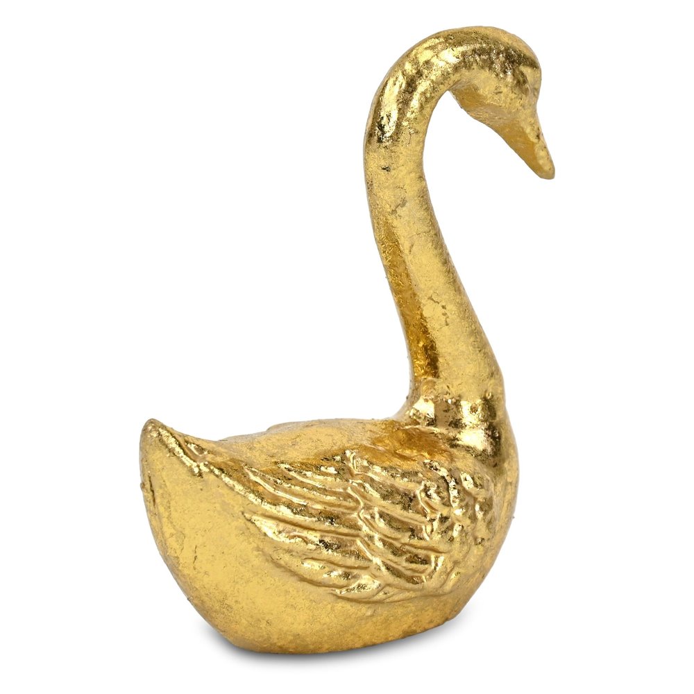 4" Gold Cast Iron Swan Hand Painted Figurine HomeRoots