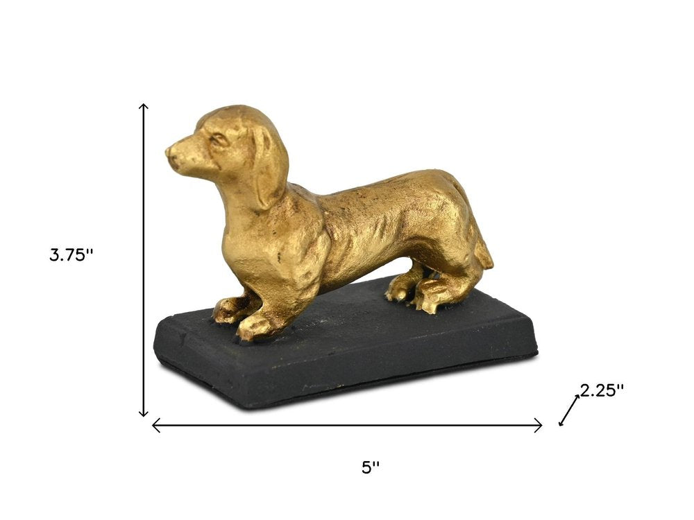 4" Gold Cast Iron Dog Hand Painted Figurine HomeRoots