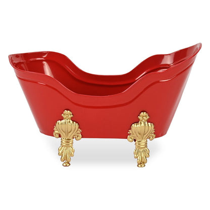 6" Red Metal Christmas Santa Hand Painted Decorative Tub HomeRoots