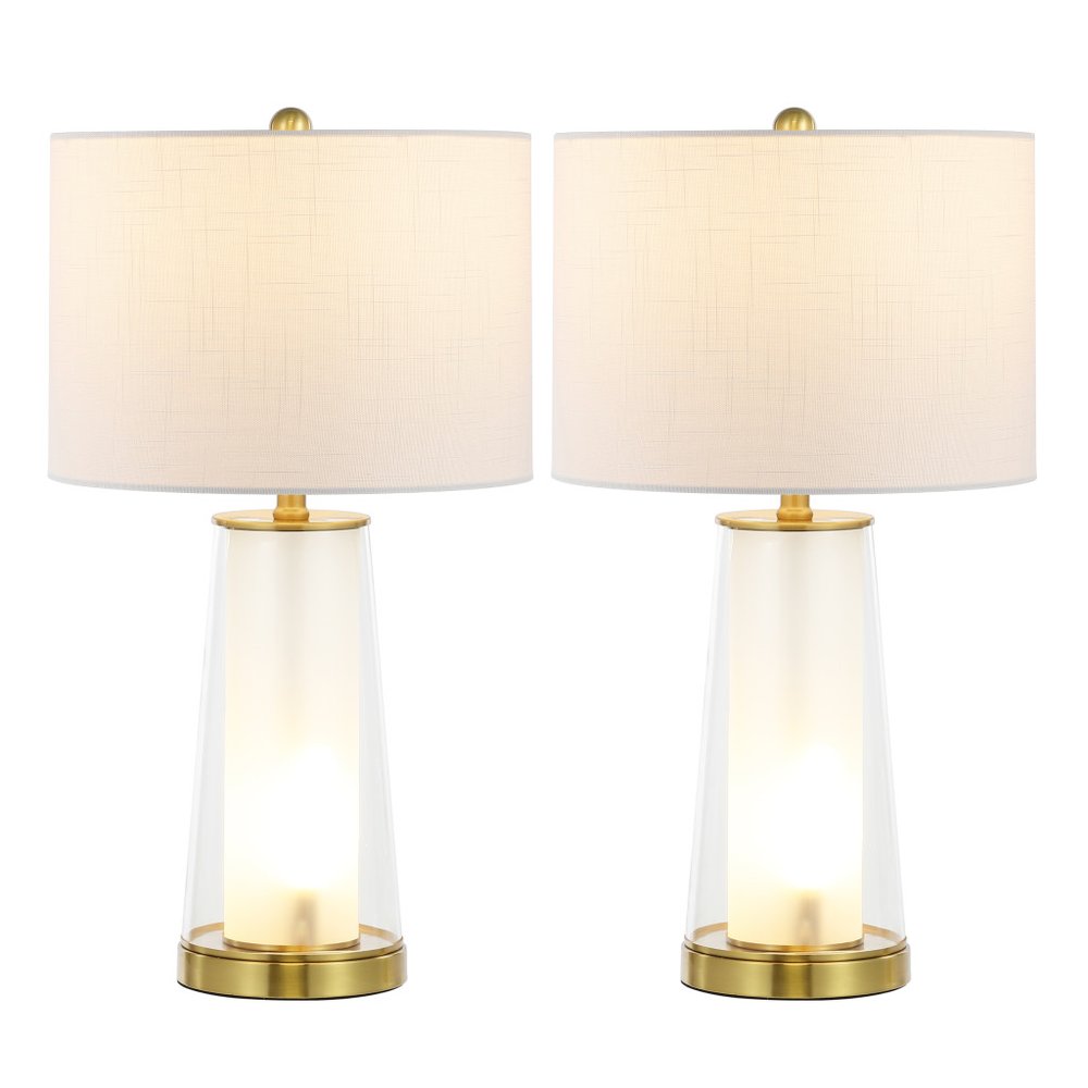 Set of Two 26" Gold Lighthouse Table Lamps With Drum Shades — view 1