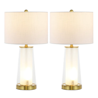 Set of Two 26" Gold Lighthouse Table Lamps With Drum Shades