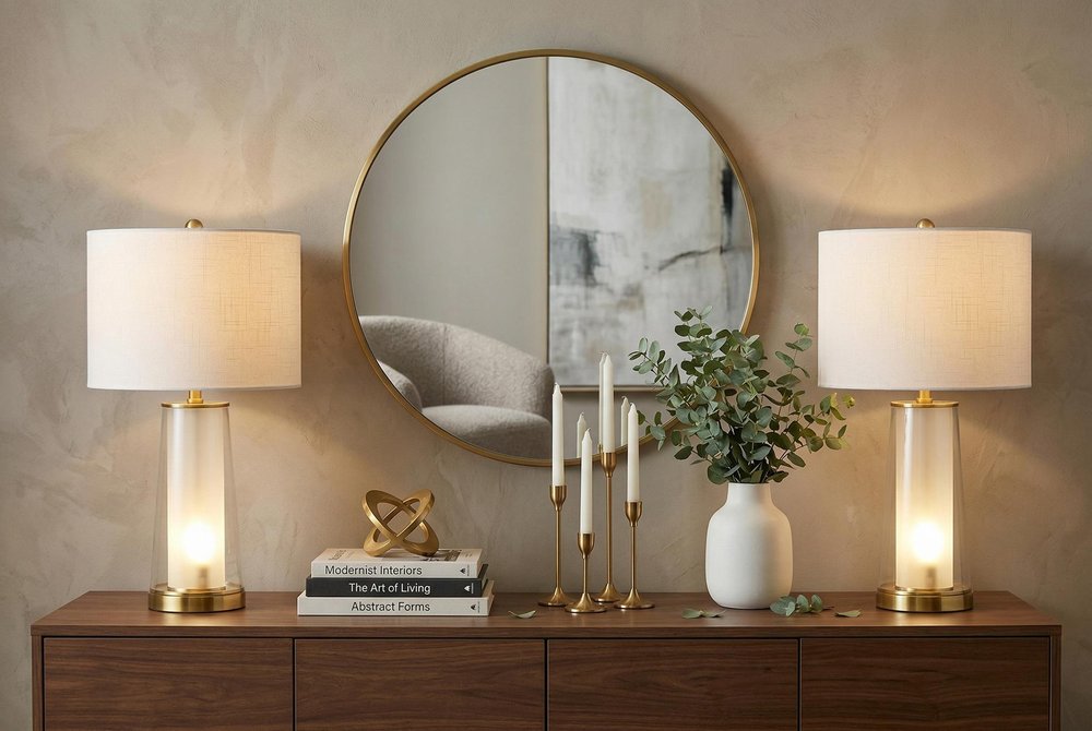 Set of Two 26" Gold Lighthouse Table Lamps With Drum Shades — view 6