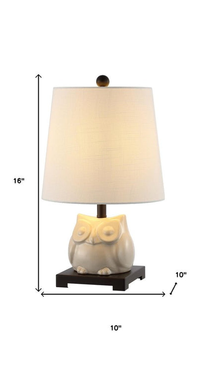 16" Antiqued Bronze Novelty Bedside Lamp With Empire Shade HomeRoots