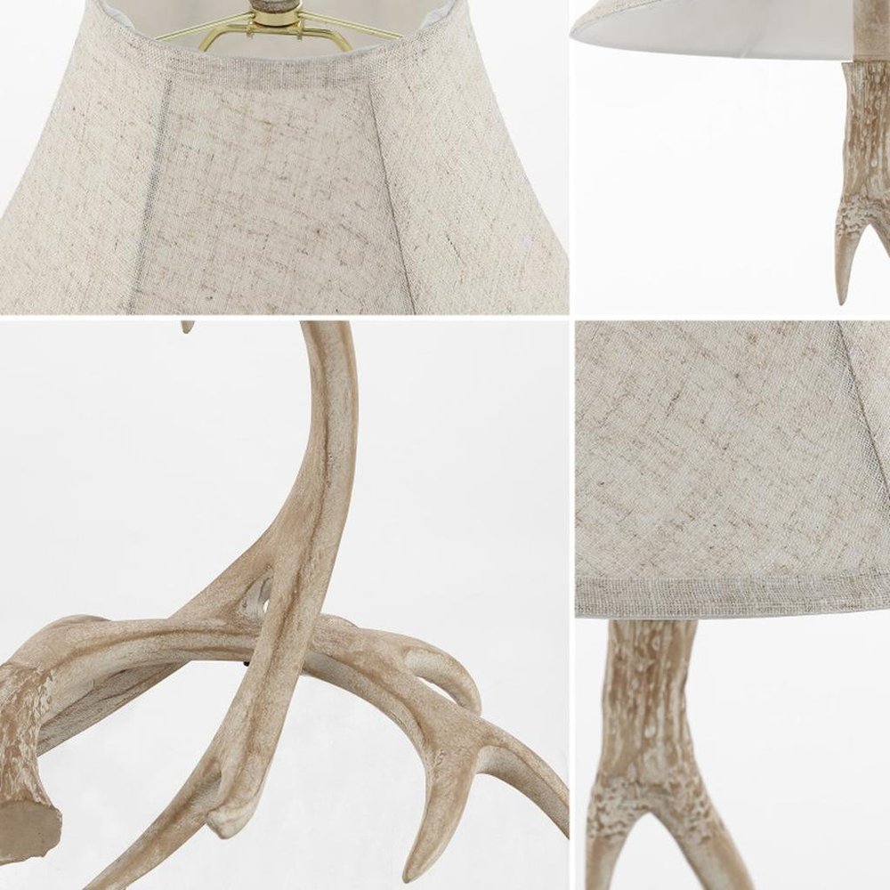 28" Beige Antlers Table Lamp With Bell Shade — view 2