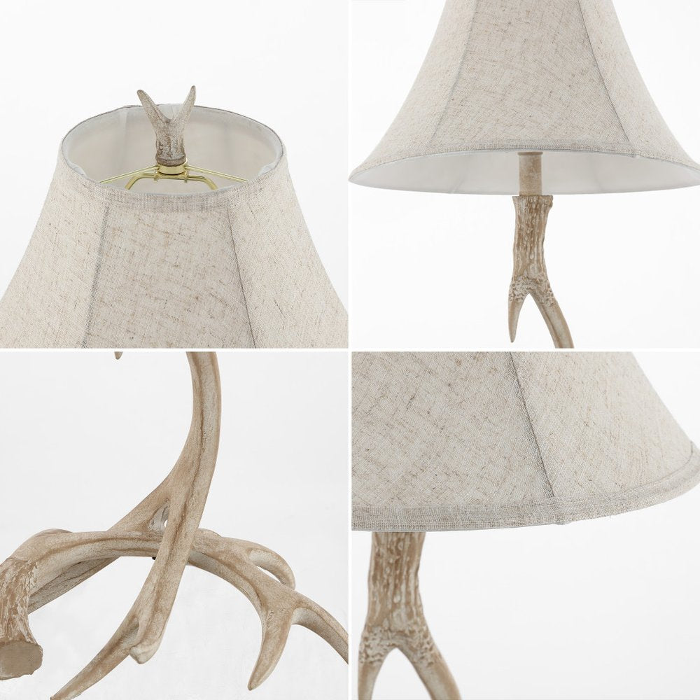 28" Beige Antlers Table Lamp With Bell Shade — view 1