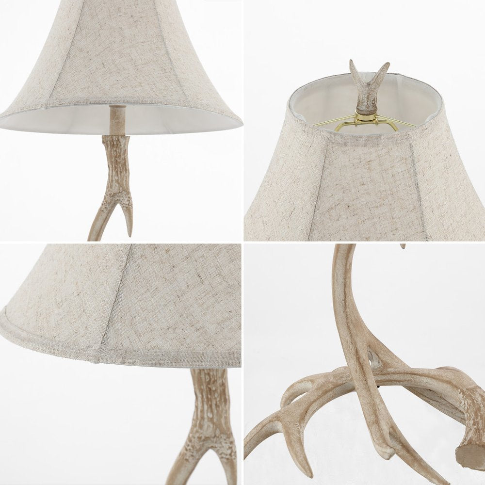 28" Beige Antlers Table Lamp With Bell Shade — view 3