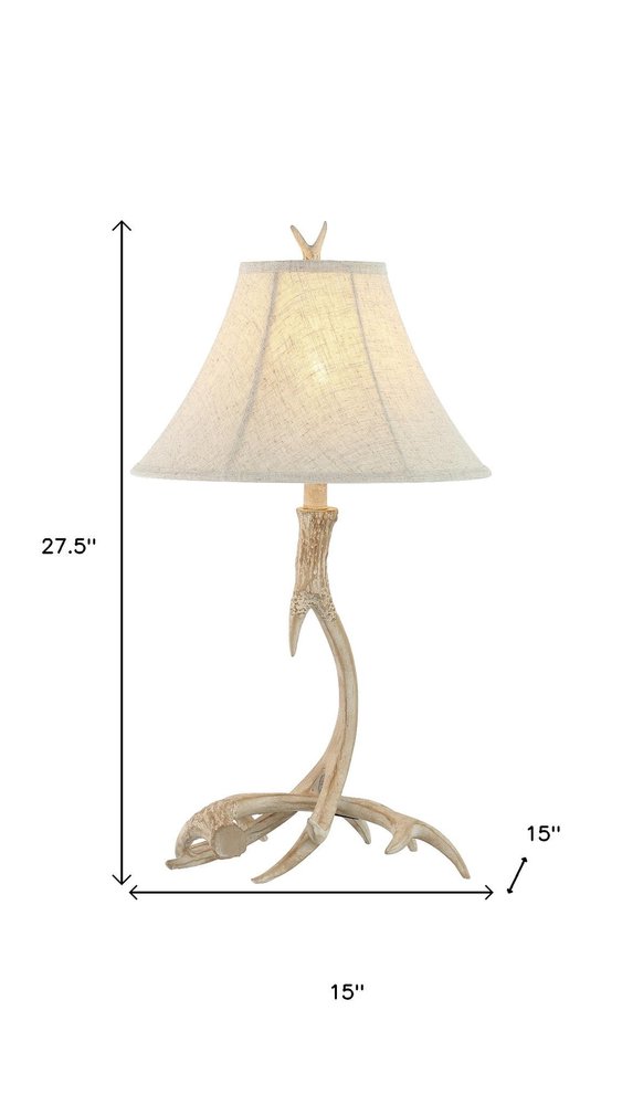 28" Beige Antlers Table Lamp With Bell Shade — view 4