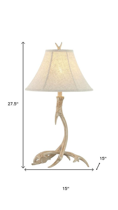 28" Beige Antlers Table Lamp With Bell Shade