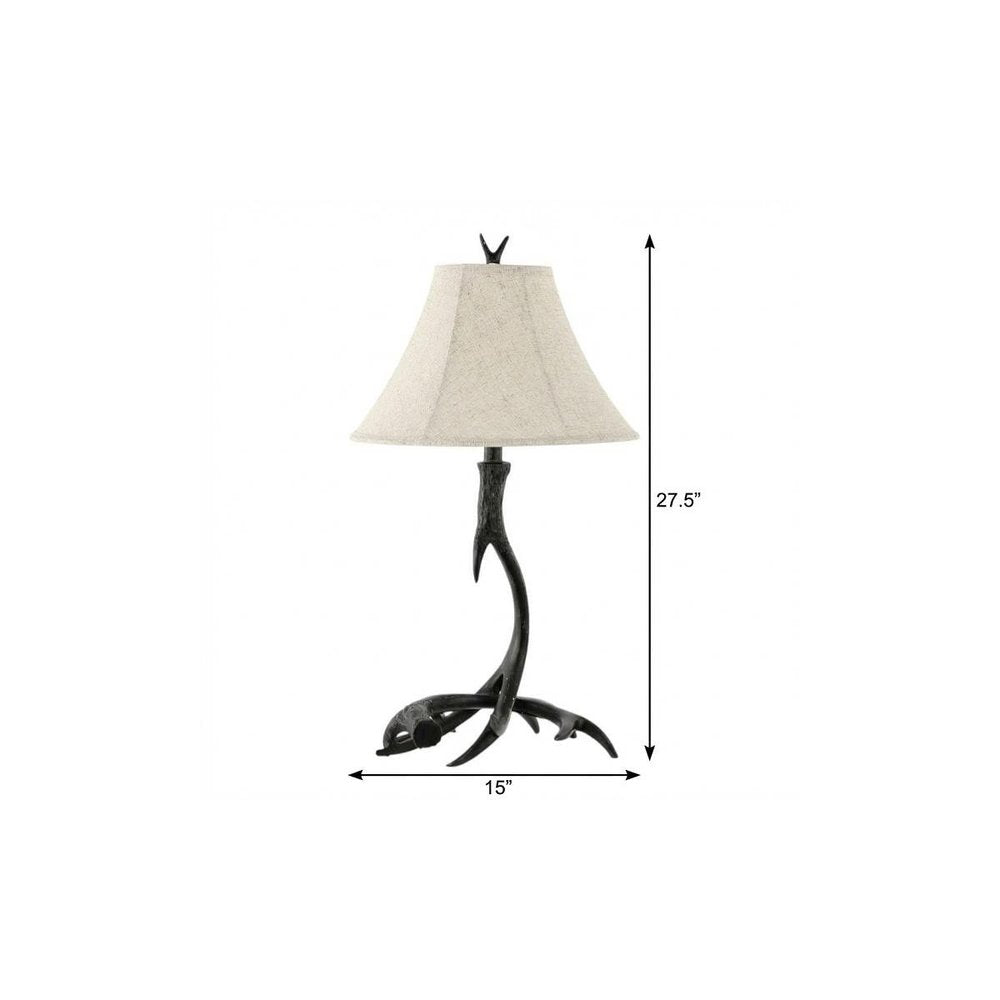 28" Black Antlers Table Lamp With Bell Shade — view 5