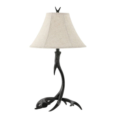 28" Black Antlers Table Lamp With Bell Shade