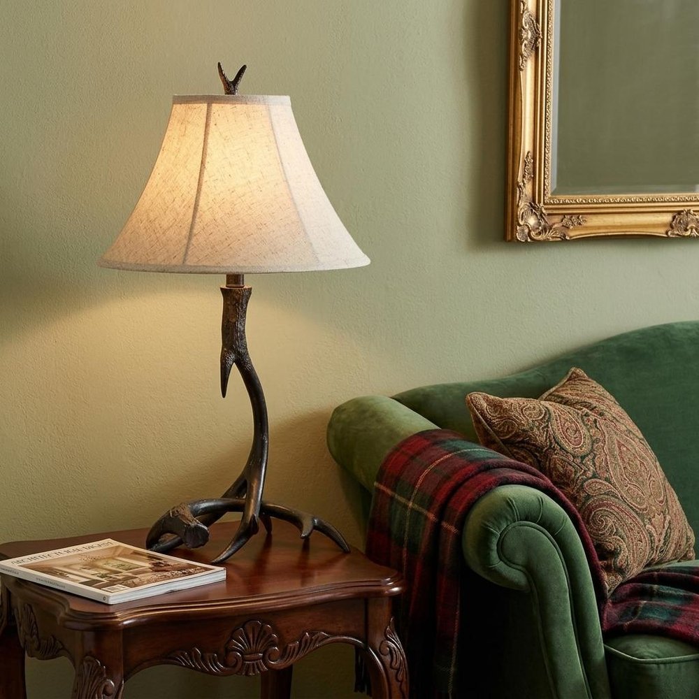 28" Black Antlers Table Lamp With Bell Shade — view 6