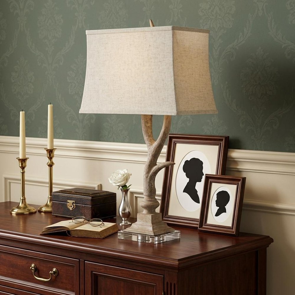 30" Clear Antlers Table Lamp With Shade — view 6