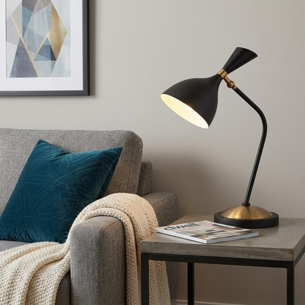 22" Black Table Lamp With Bell Shade HomeRoots