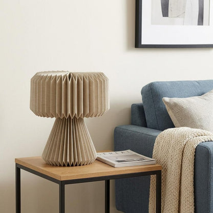 13" Natural Geometric Bedside Lamp With Cylinder Shade HomeRoots