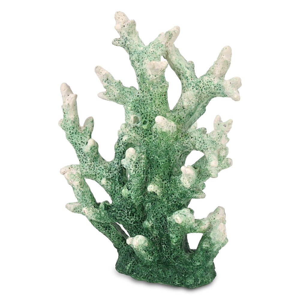 9" Green Resin Hand Painted Coral Tabletop Sculpture HomeRoots