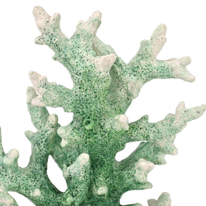 9" Green Resin Hand Painted Coral Tabletop Sculpture HomeRoots