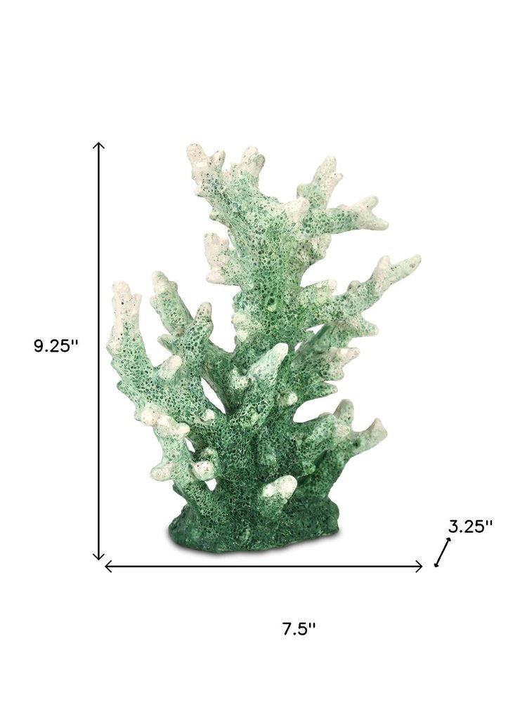 9" Green Resin Hand Painted Coral Tabletop Sculpture HomeRoots