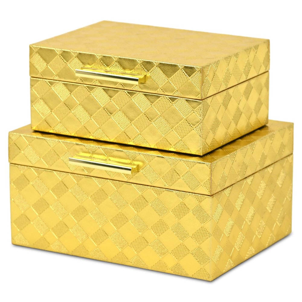5" Gold Hand Painted Decorative Box HomeRoots