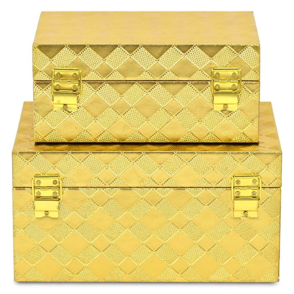 5" Gold Hand Painted Decorative Keepsake Box HomeRoots