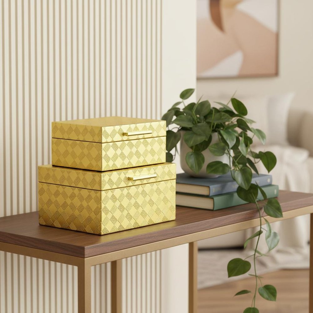 5" Gold Hand Painted Decorative Box HomeRoots