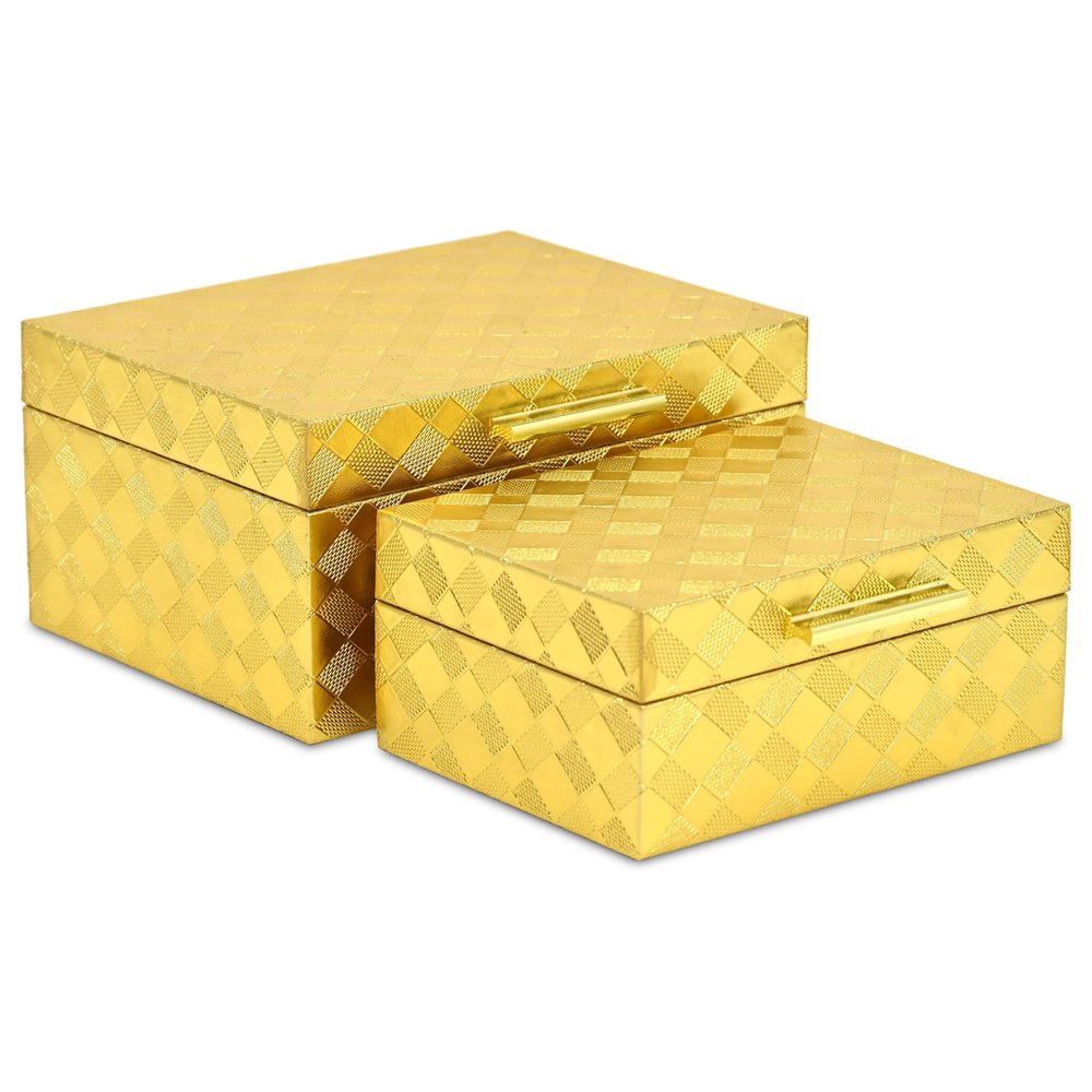 5" Gold Hand Painted Decorative Box HomeRoots