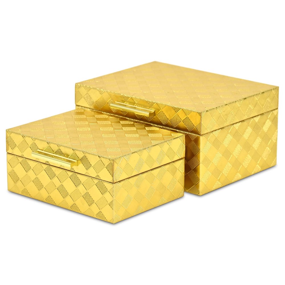 5" Gold Hand Painted Decorative Box HomeRoots