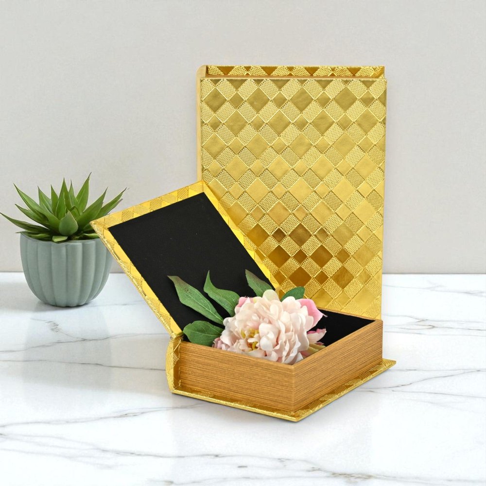 11" Gold Hand Painted Decorative Book HomeRoots