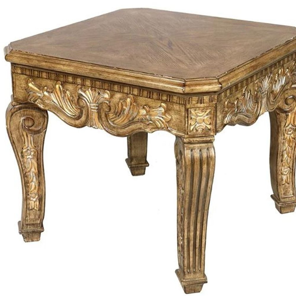 23" Golden Brown Wood Square End Table HomeRoots
