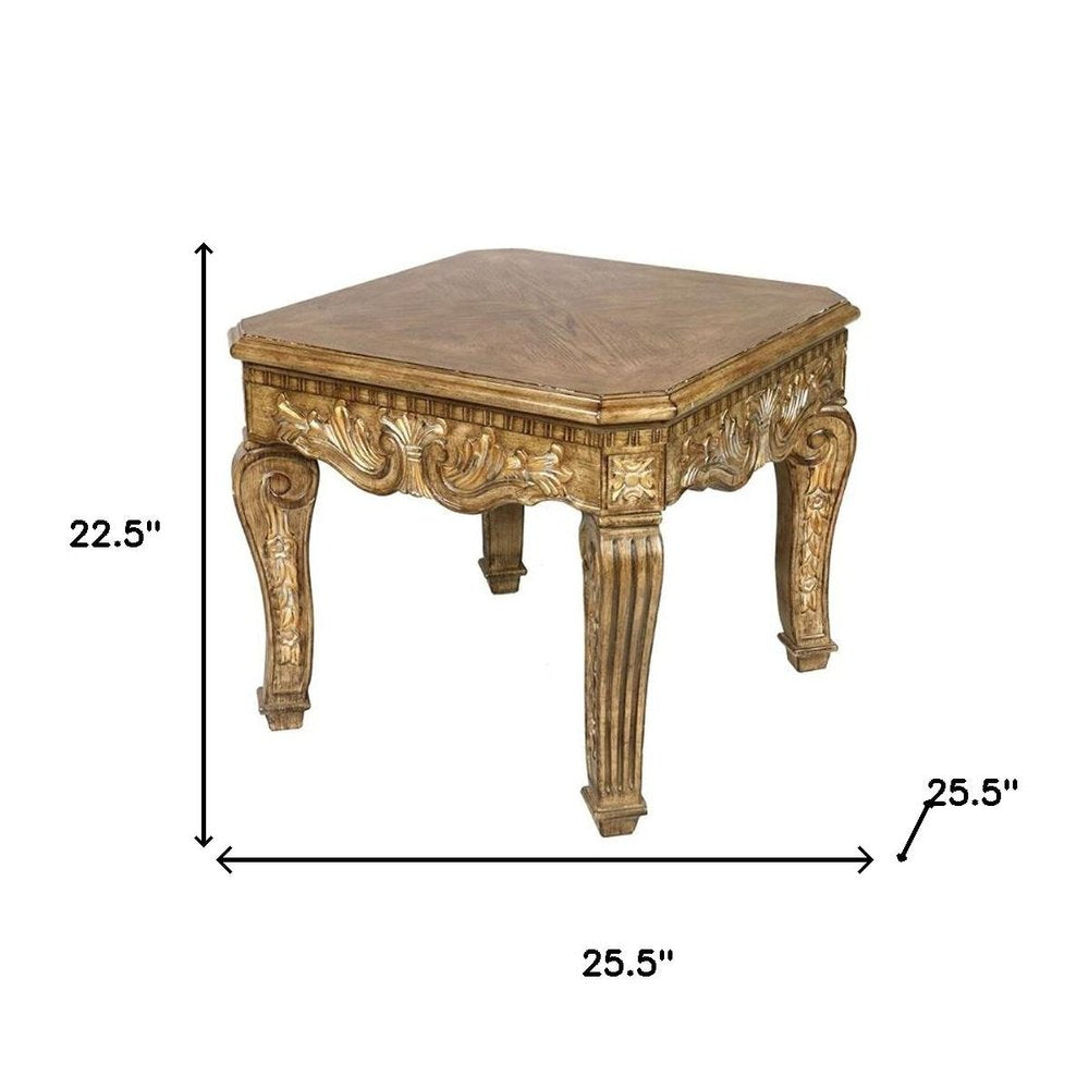 23" Golden Brown Wood Square End Table HomeRoots