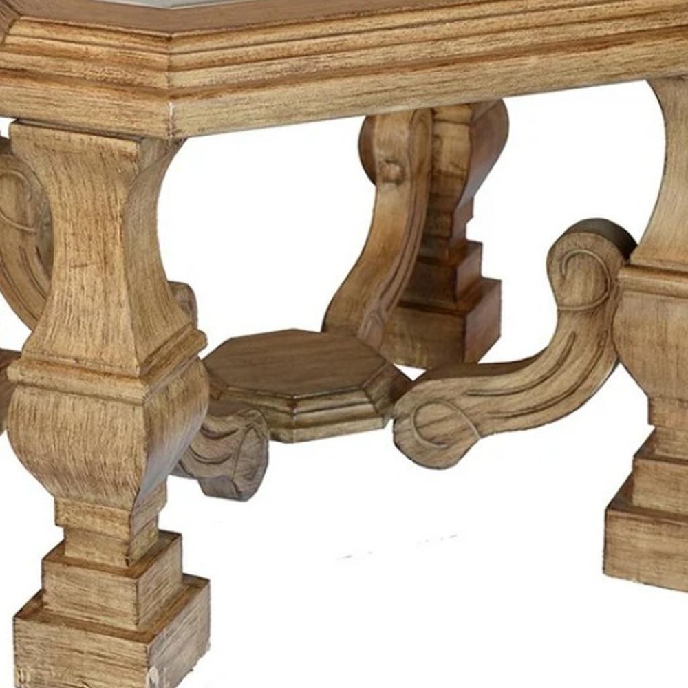 24" Light Brown And Clear Wood And Glass Square End Table HomeRoots
