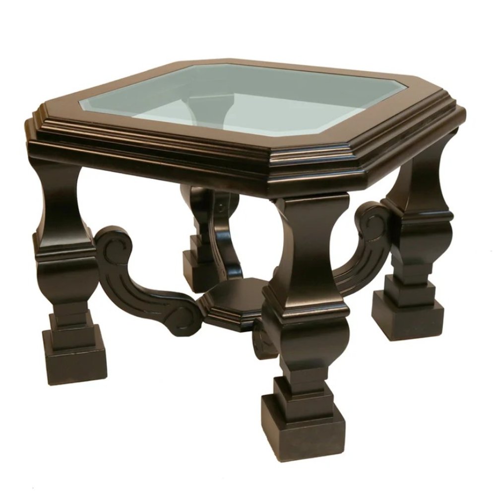 24" Espresso Brown And Clear Wood And Glass Square End Table HomeRoots