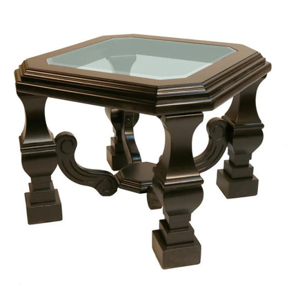 24" Espresso Brown And Clear Wood And Glass Square End Table HomeRoots