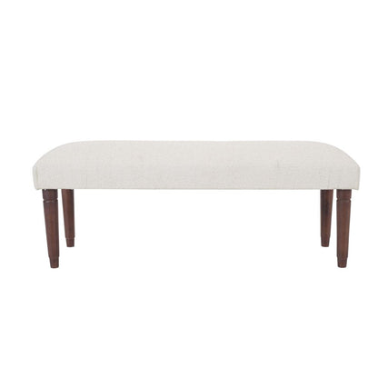 47" Cream and Brown Boucle and Solid Wood Upholstered Bench