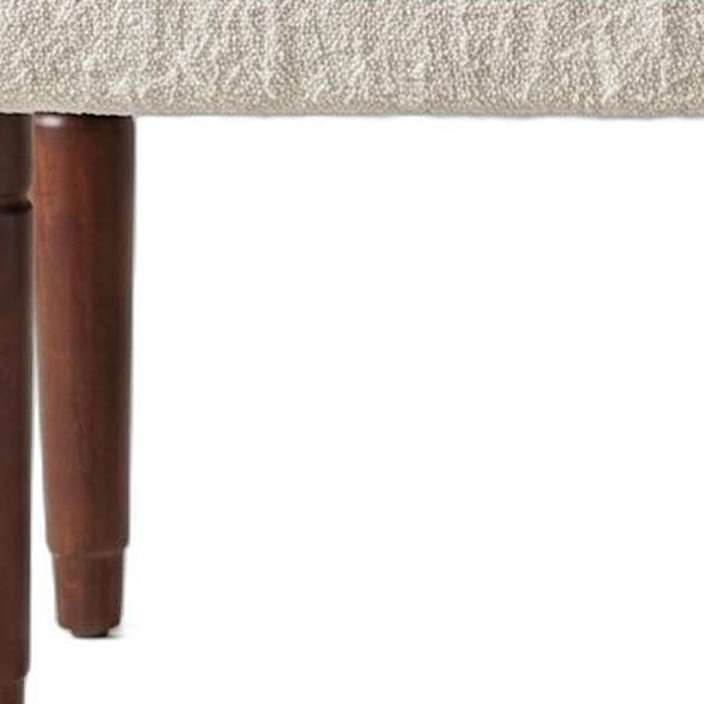 47" Cream and Brown Boucle and Solid Wood Upholstered Bench — view 5