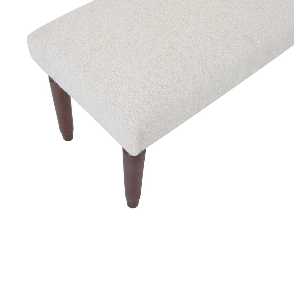 47" Cream and Brown Boucle and Solid Wood Upholstered Bench HomeRoots