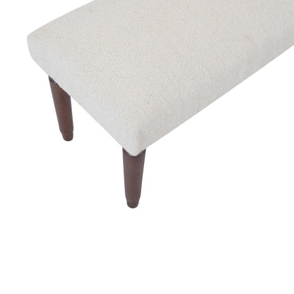 47" Cream and Brown Boucle and Solid Wood Upholstered Bench HomeRoots