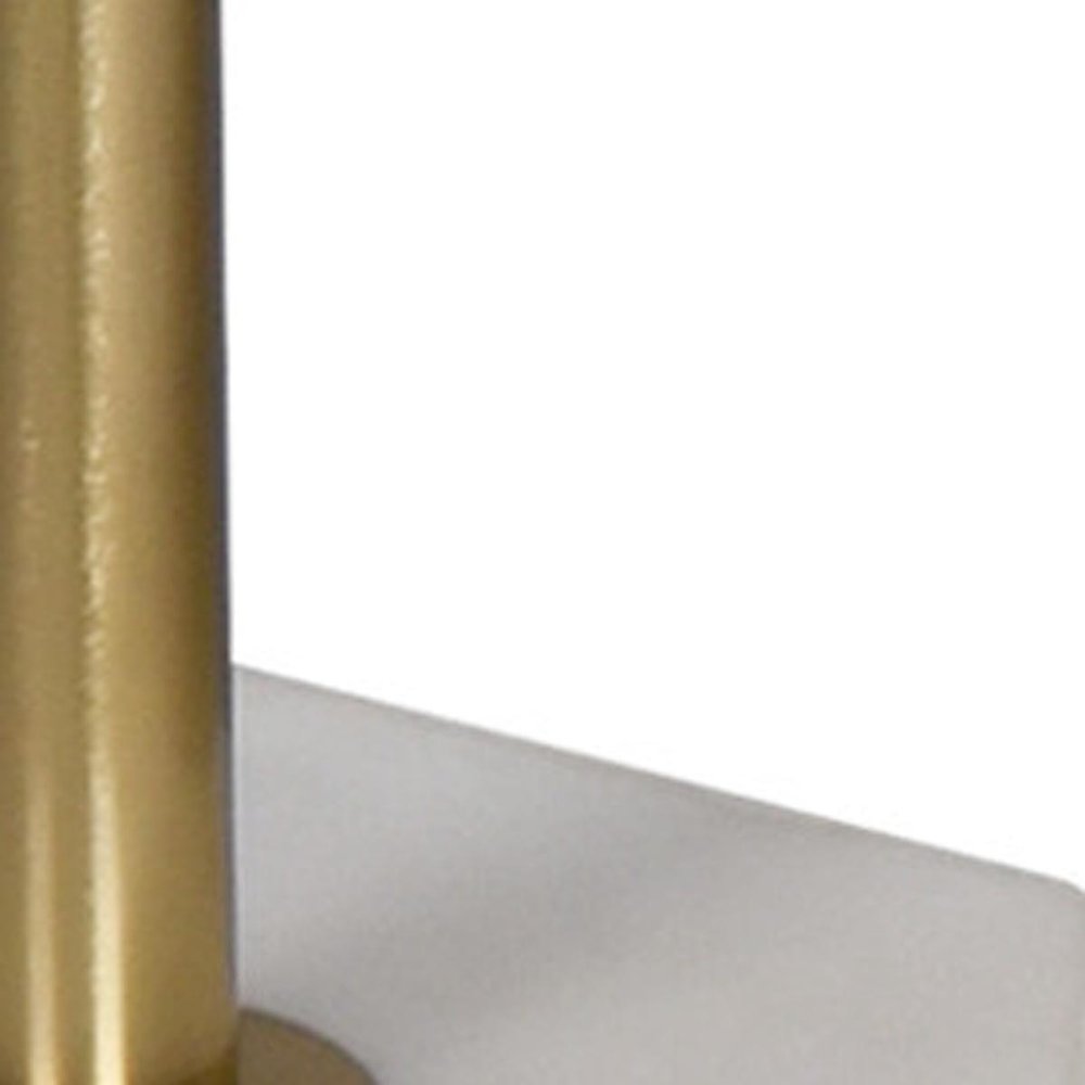 23" White and Gold Marble and Iron Hexagonal Pedestal End Table HomeRoots