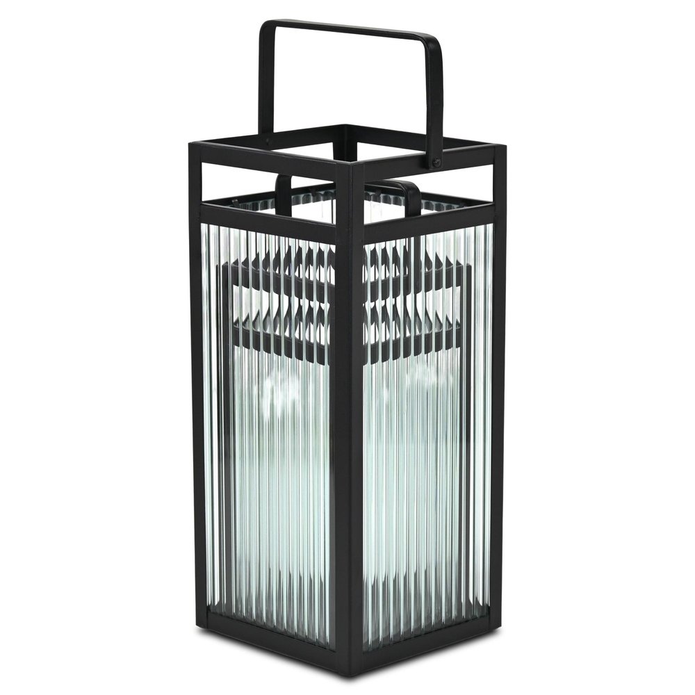 Set of Two Black Metal Floor Lantern Candle Holders HomeRoots