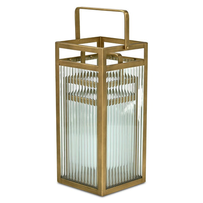 Set of Two Gold Metal Floor Lantern Candle Holders HomeRoots