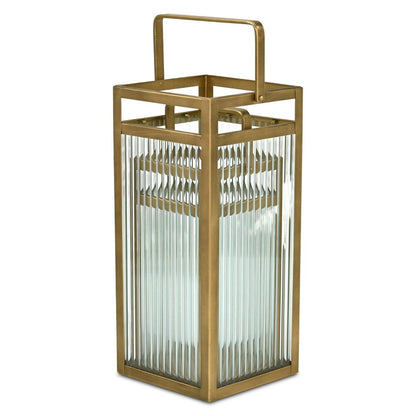 Set of Two Gold Metal Floor Lantern Candle Holders HomeRoots