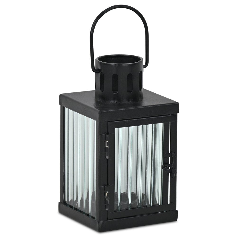 7" Black Metal Tabletop Lantern Candle Holder HomeRoots
