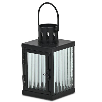 7" Black Metal Tabletop Lantern Candle Holder HomeRoots