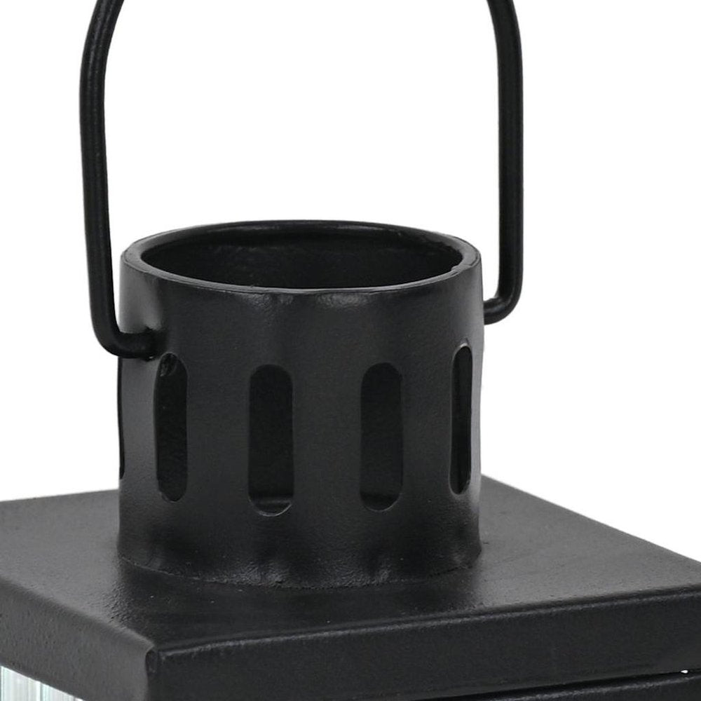 7" Black Metal Tabletop Lantern Candle Holder HomeRoots