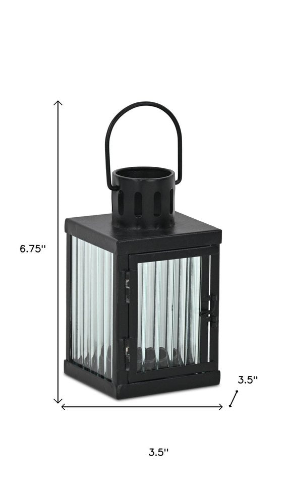 7" Black Metal Tabletop Lantern Candle Holder HomeRoots